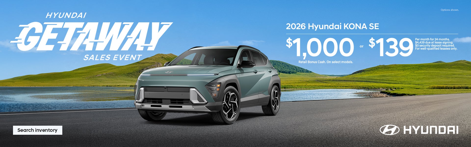 Kona $1,000 Bonus Cash or $139/24/$4,439 Lease