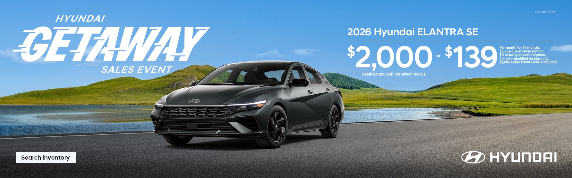 Elantra $2,000 Bonus Cash or $139/24/$3,859 Lease