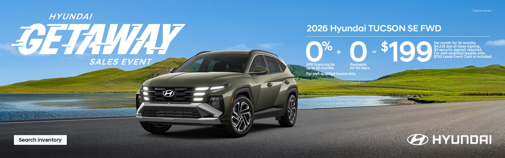 Tucson 0% APR for 60 mos. + 0 Payments for 90 Days or $199/36/$4,229 Lease