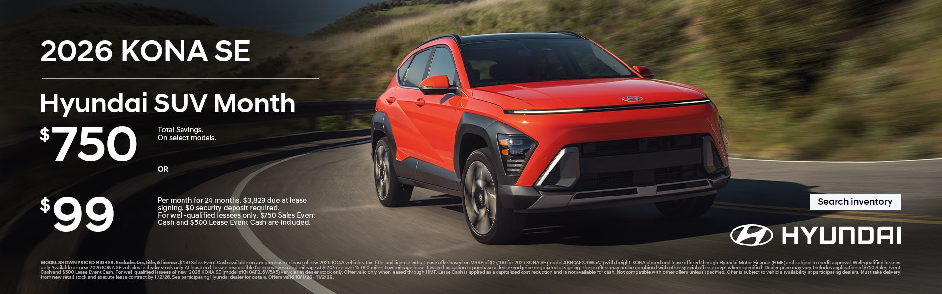 $750 Total Savings or $99/24/$3,829 Lease