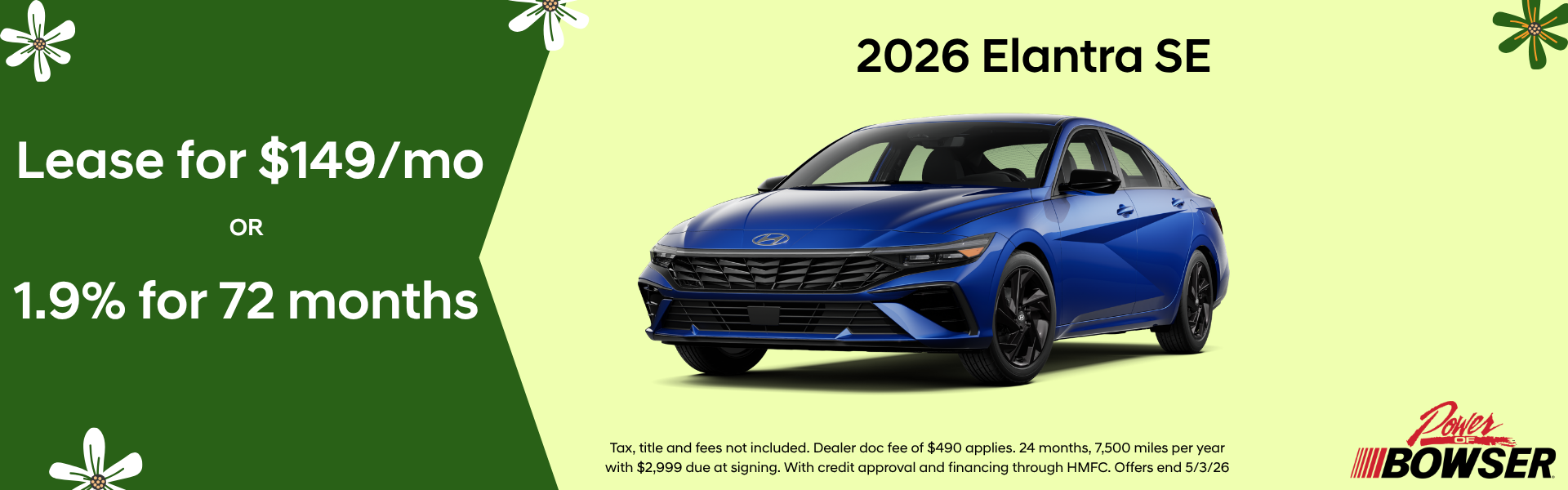2026 Hyundai Elantra SE lease