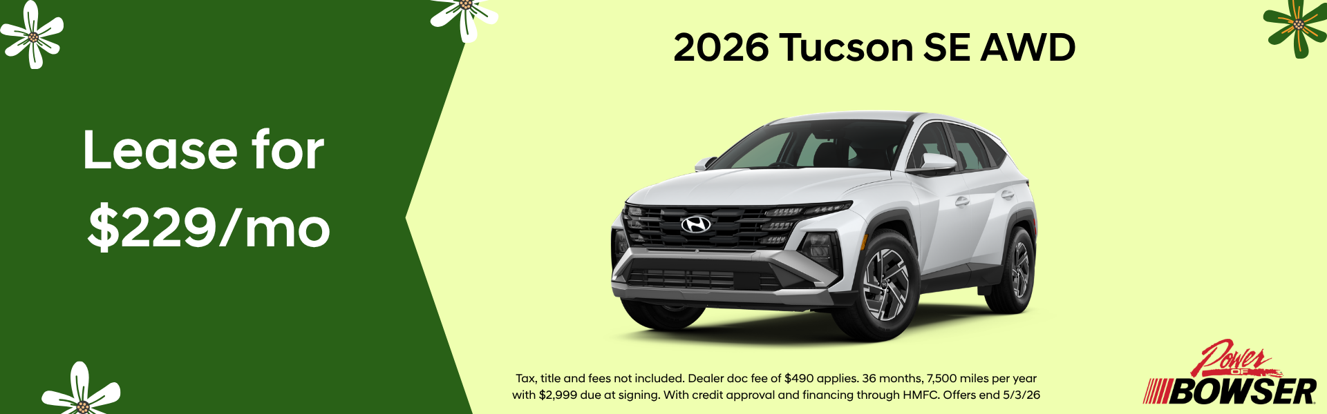 2026 Hyundai Tucson SE AWD lease